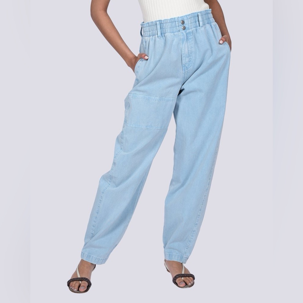 LF MARKEY Light Wash Baggy Wide Leg Elastic High Rise Colin Jeans Size 25 Casual - Picture 3 of 13